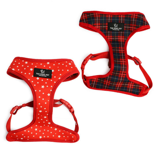 Ancol Soho Reversible Dog Harness- Red Tartan and Star