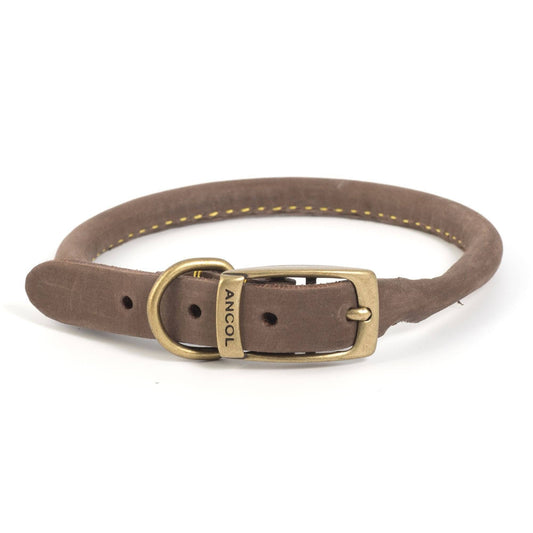 Ancol Timberwolf Round Sable Leather Dog Collar