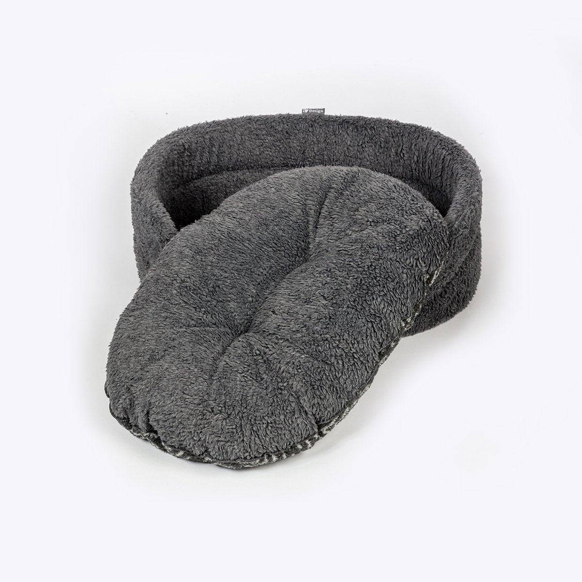 Danish Design Slumber Dog Bed - Sherpa Fleece Charcoal Arrows