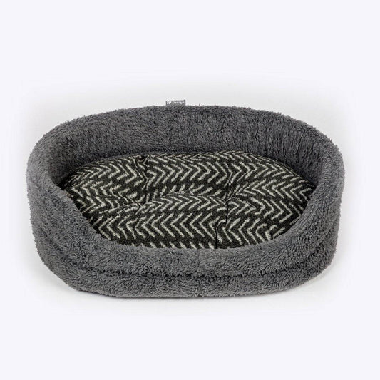 Danish Design Slumber Dog Bed - Sherpa Fleece Charcoal Arrows